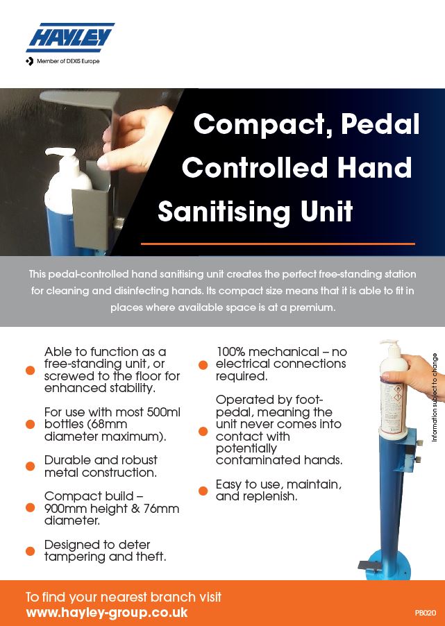 pedal-controlled hand sanitising unit