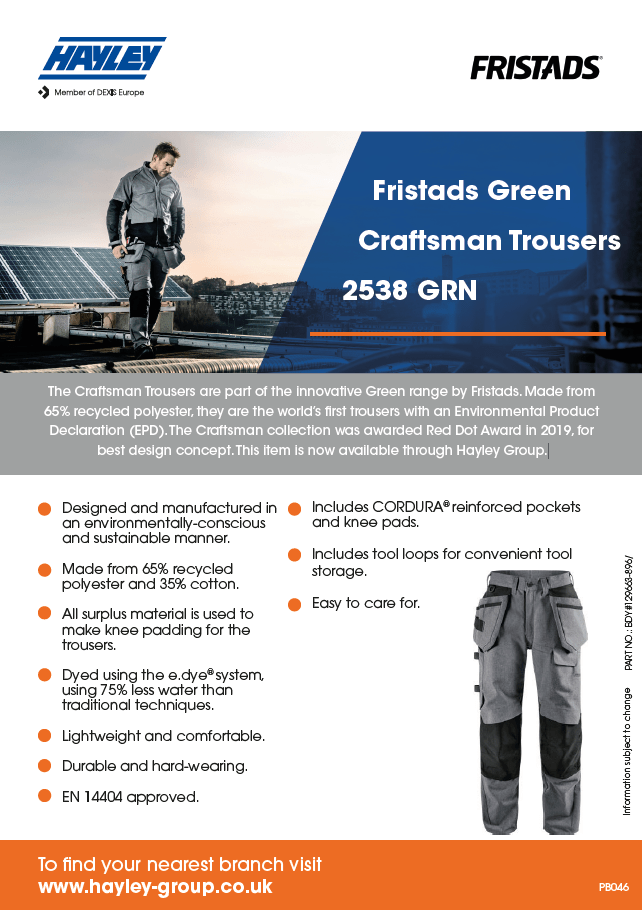 Fristads Green Craftsman Trousers product bulletin