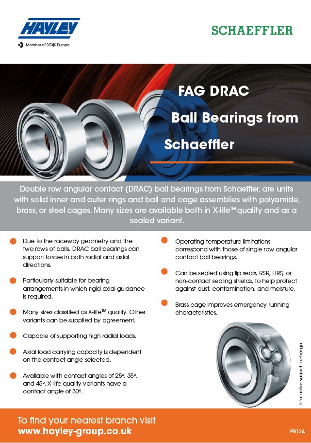 FAG Double-row angular contact ball bearings product bulletin