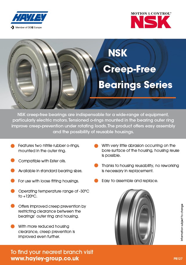 Nsk Creep Free Bearings Product Bulletin
