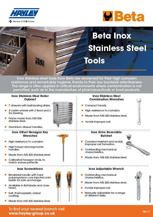Beta Inox Stainless Steel Tools Product Bulletin