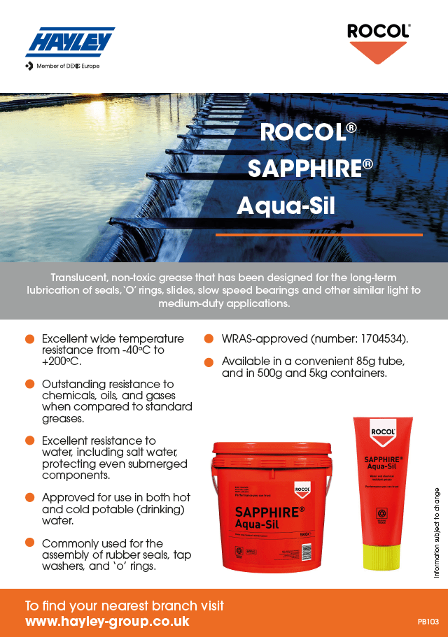 Rocol Sapphire Aqua Sil Product Bulletin