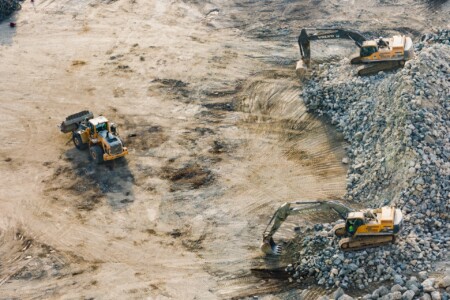 quarry with excavators