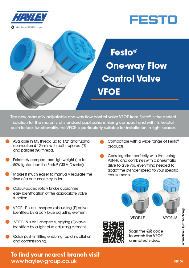 Festo One Way Flow Control Valve Vfoe