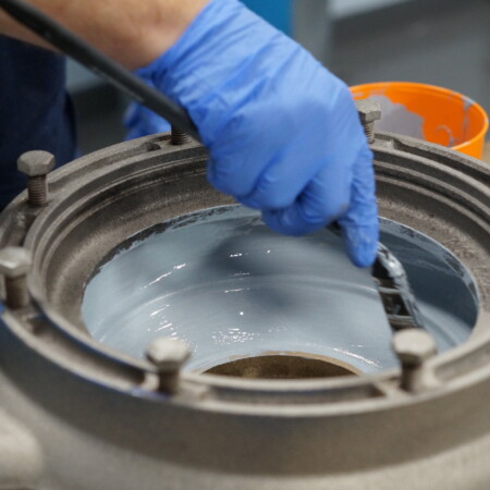 belzona coating being applied to a pump casing