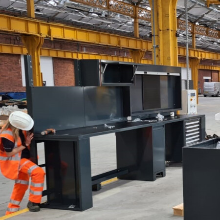 Beta tools cabinet being installed at rail customer site
