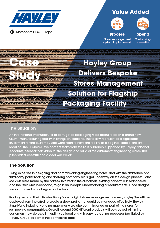 Hayley Group Delivers Bespoke Stores Management Solution case study document