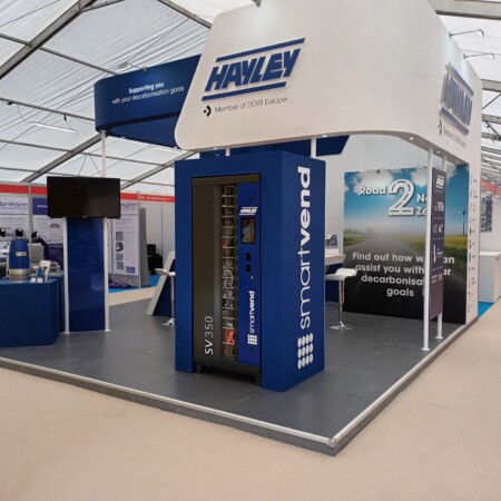 hayley group stand at hillhead 2022 with road 2 net zero logo prominently displayed