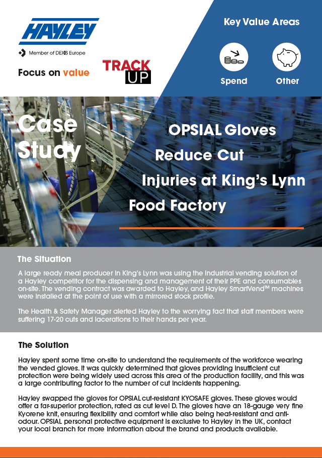 OPSIAL Gloves at King's Lynn Food Factory Case Study by Hayley Group