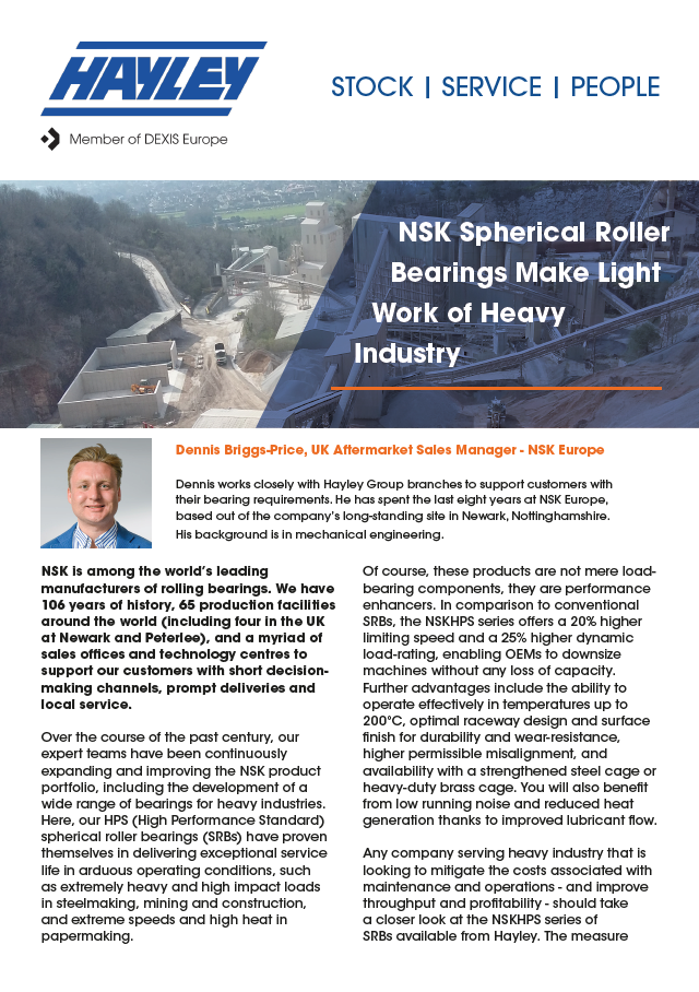 Nsk Spherical Roller Bearings Make Light Work For Heavy Industry