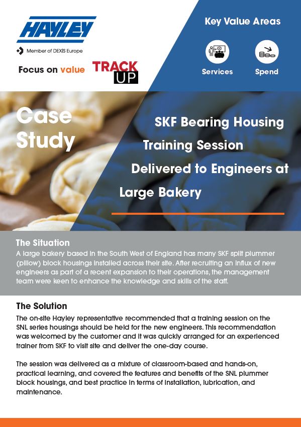 case study number cs184 skf bearing housing training for bakery