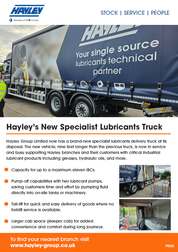 New Hayley Specialist Lubricants Truck Aug 2023