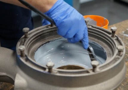 belzona coating being applied to a pump casing